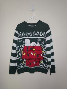 Men's Peanuts Snoppy Christmas Sweater Sz Large